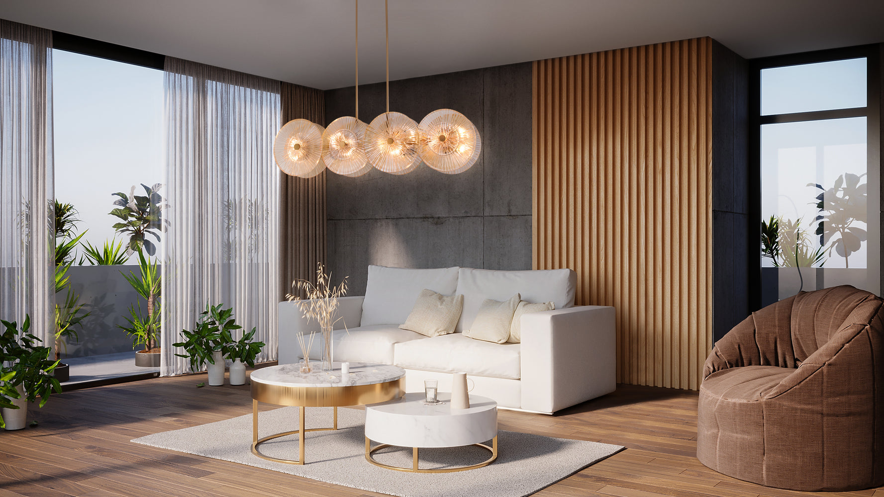Aster loftslampe i messing