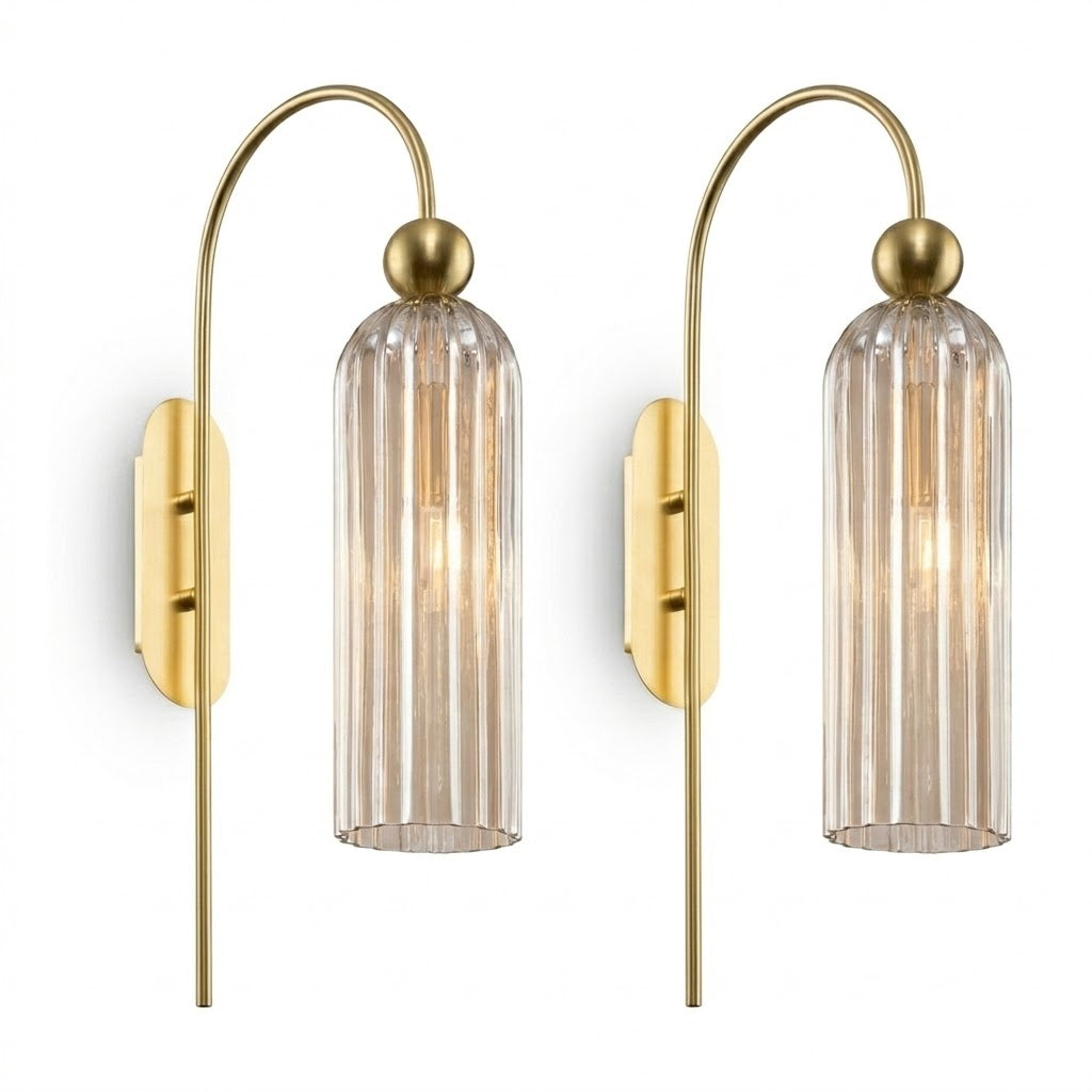 Antic vägglampa Cognac par – 2-pack