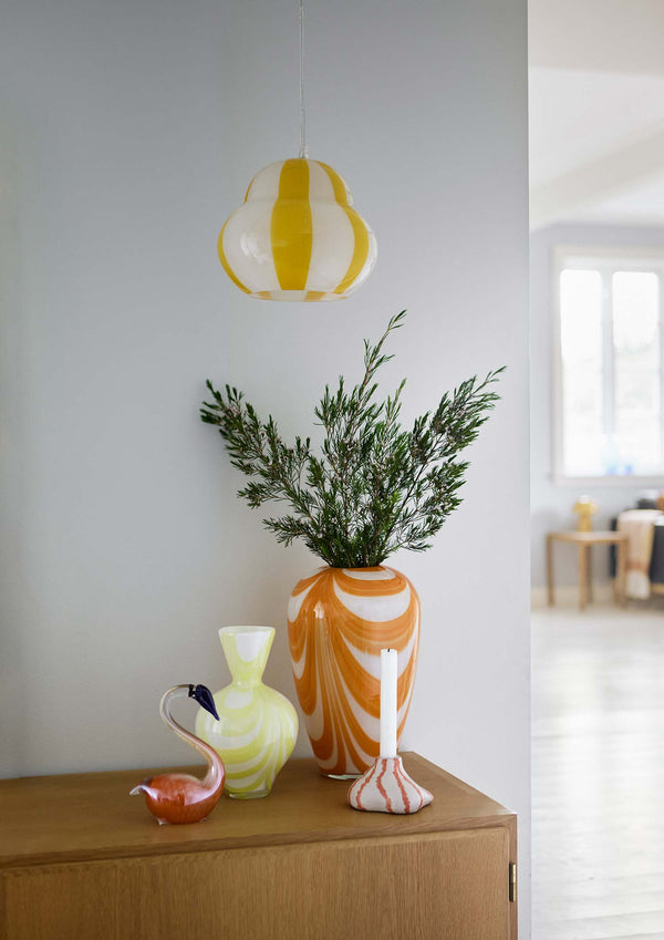 Pendel Glas Lampa med ränder - gul