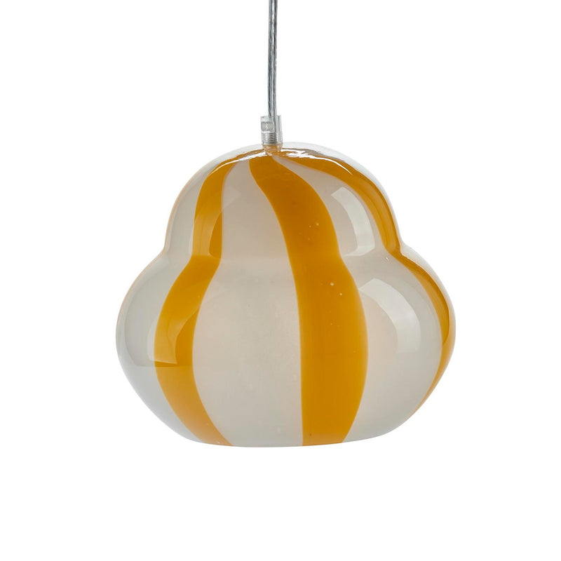 Pendel Glas Lampa med ränder - gul