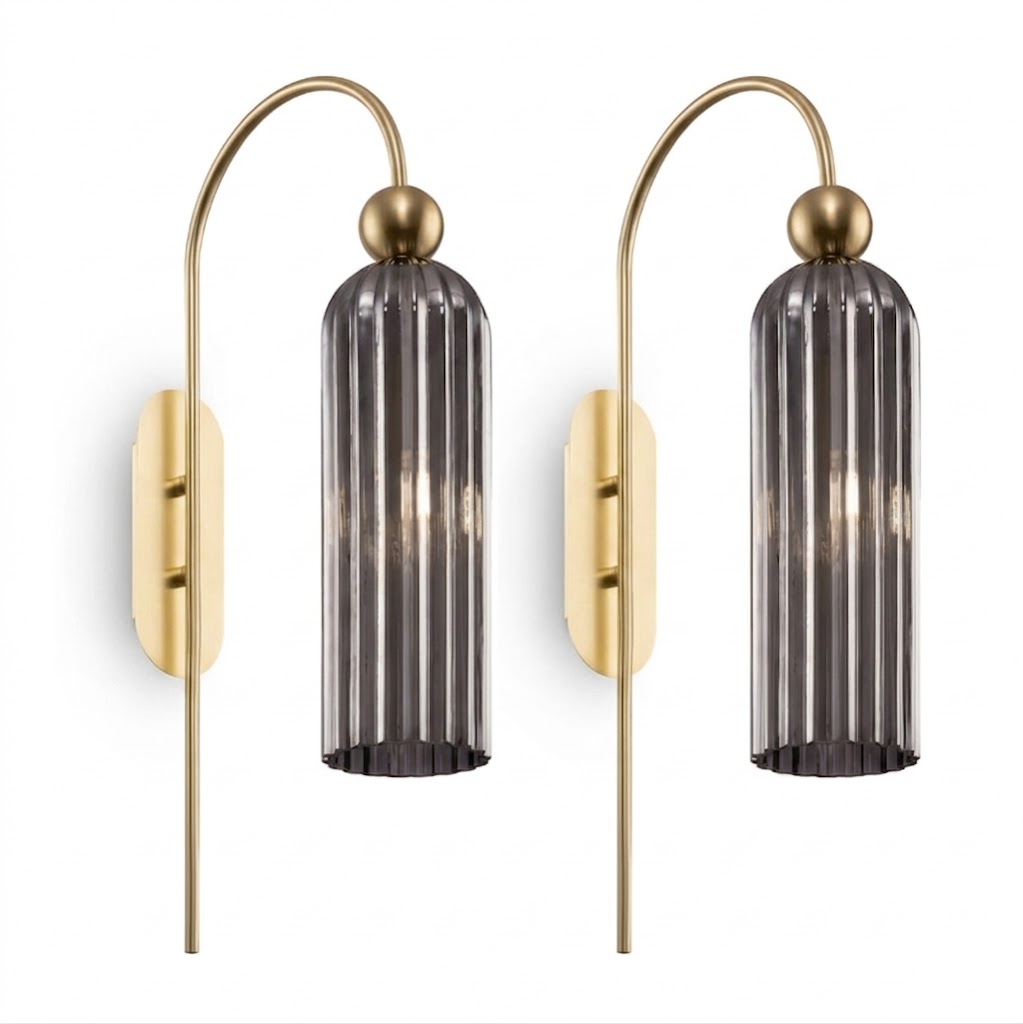Antic vägglampa grå par – 2-pack