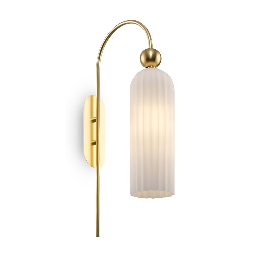 vit glas vägglampa med mässing