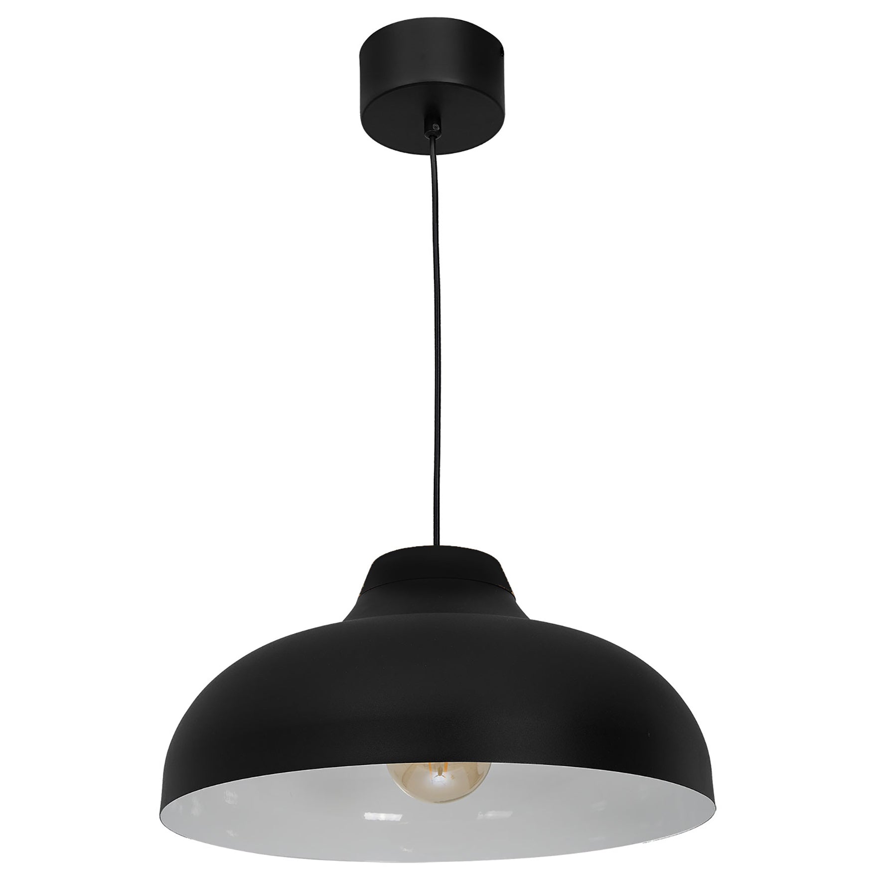 Svart taklampa med vitt färg
