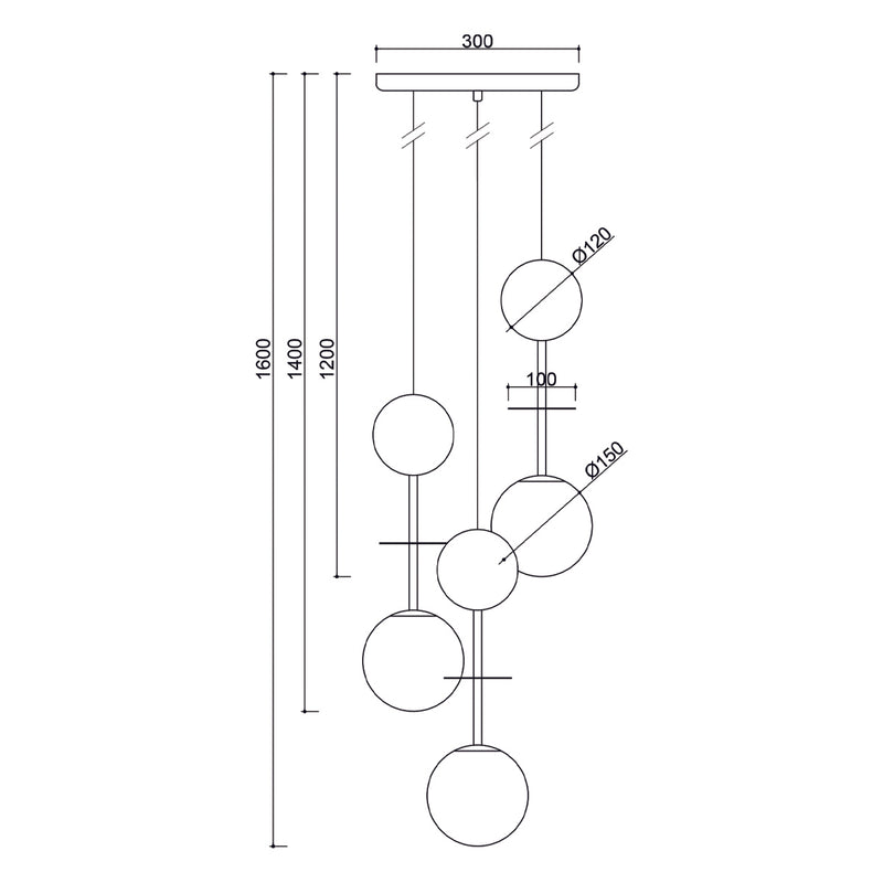 OIO A 3P White Triple Ceiling Lamp / Plafond med mässing
