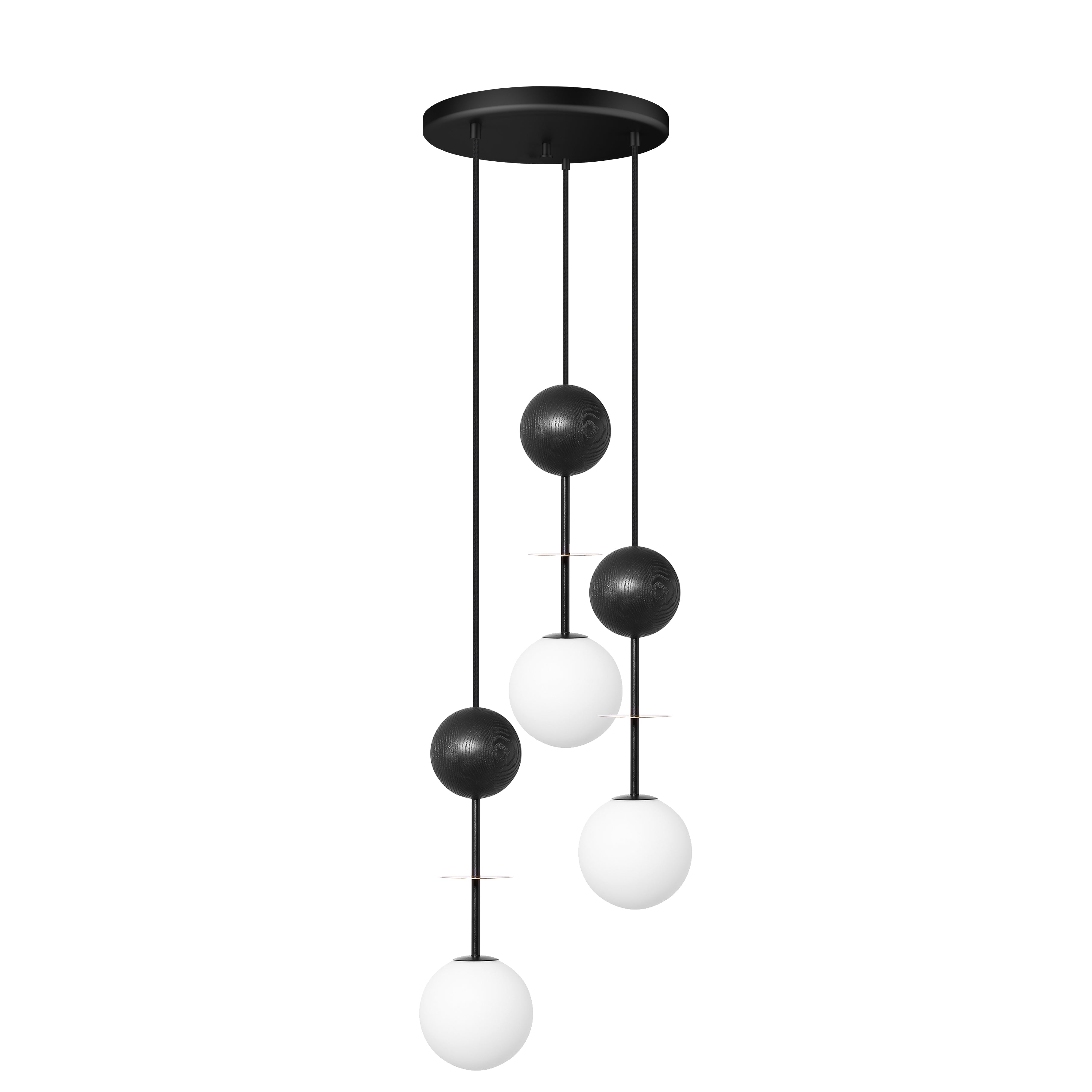 OIO A 3P Black Triple Ceiling Lamp / Plafond med mässing